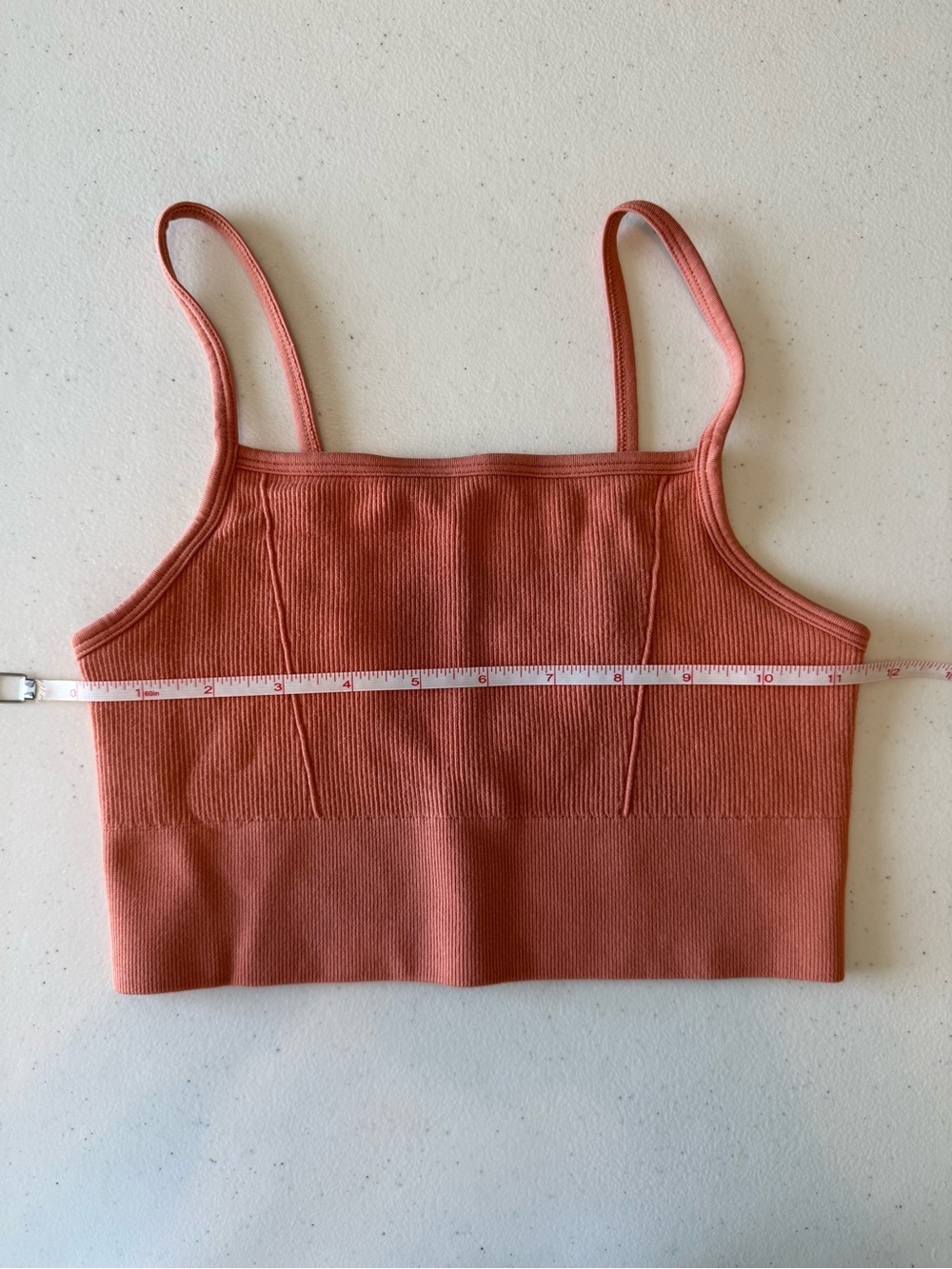 Ribbed Square-Neck Cropped Tank Top - Rust - Picture 4 of 4